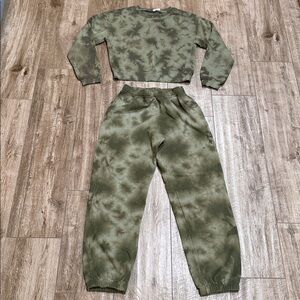 GAP Teen Girls Olive Green Tyedye Sweatsuit outfit sz 18/20